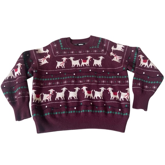 NAADAM 100% Cashmere Fair Isle Goat Holiday Sweater Sz L Christmas - Picture 1 of 5